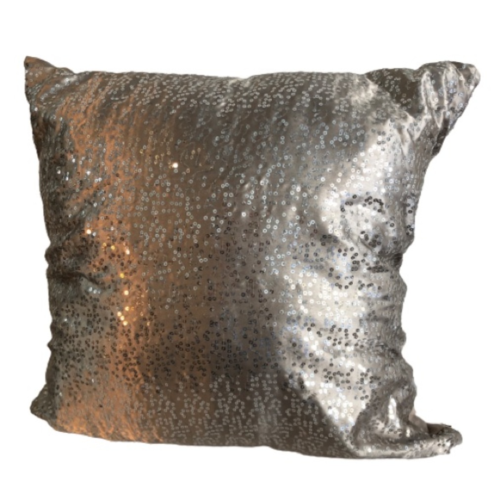 Bella Lux Silver Sequin Pillow with Zipper closure